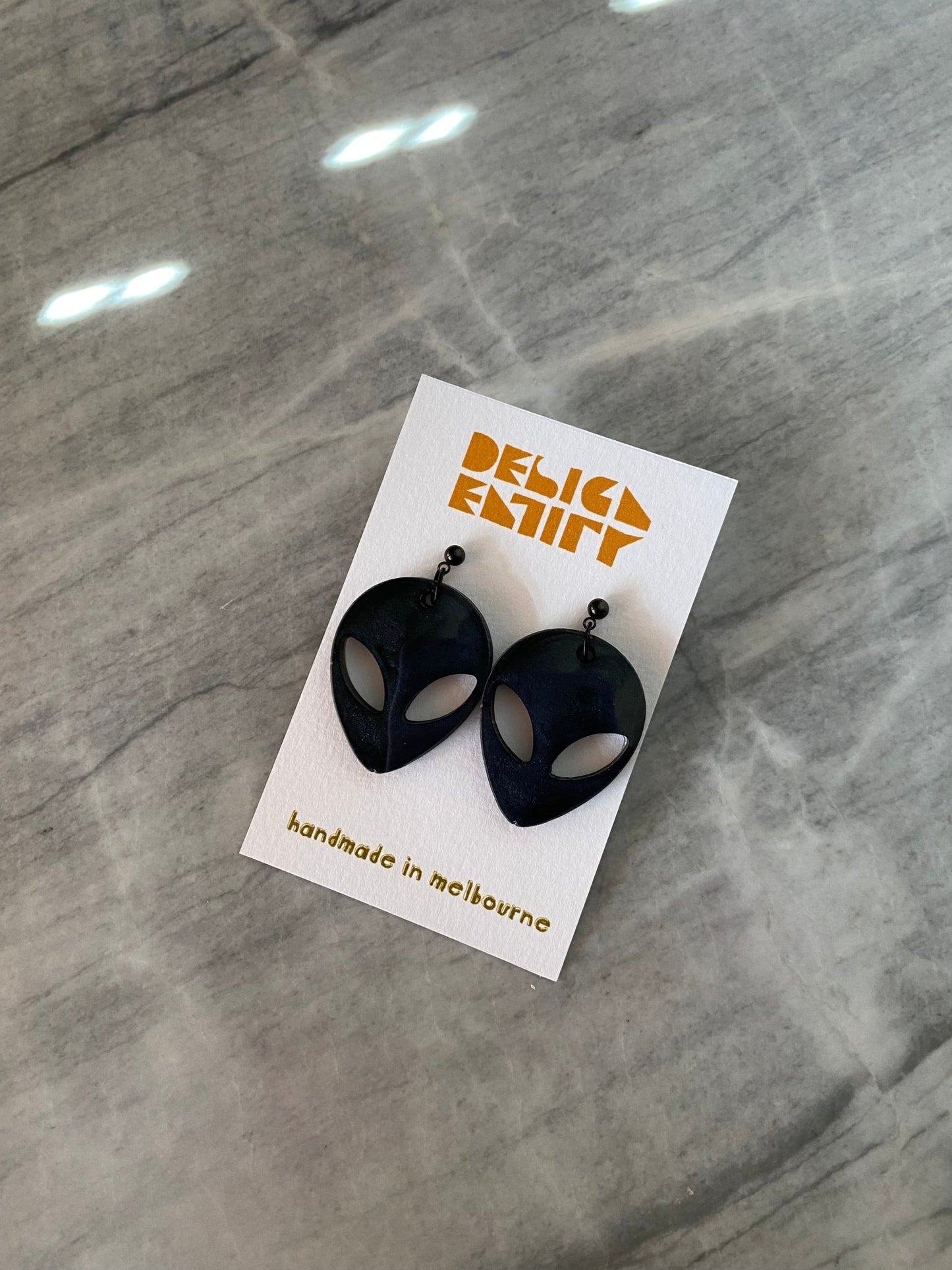 Black Alien Earrings - Gail's Design Studio