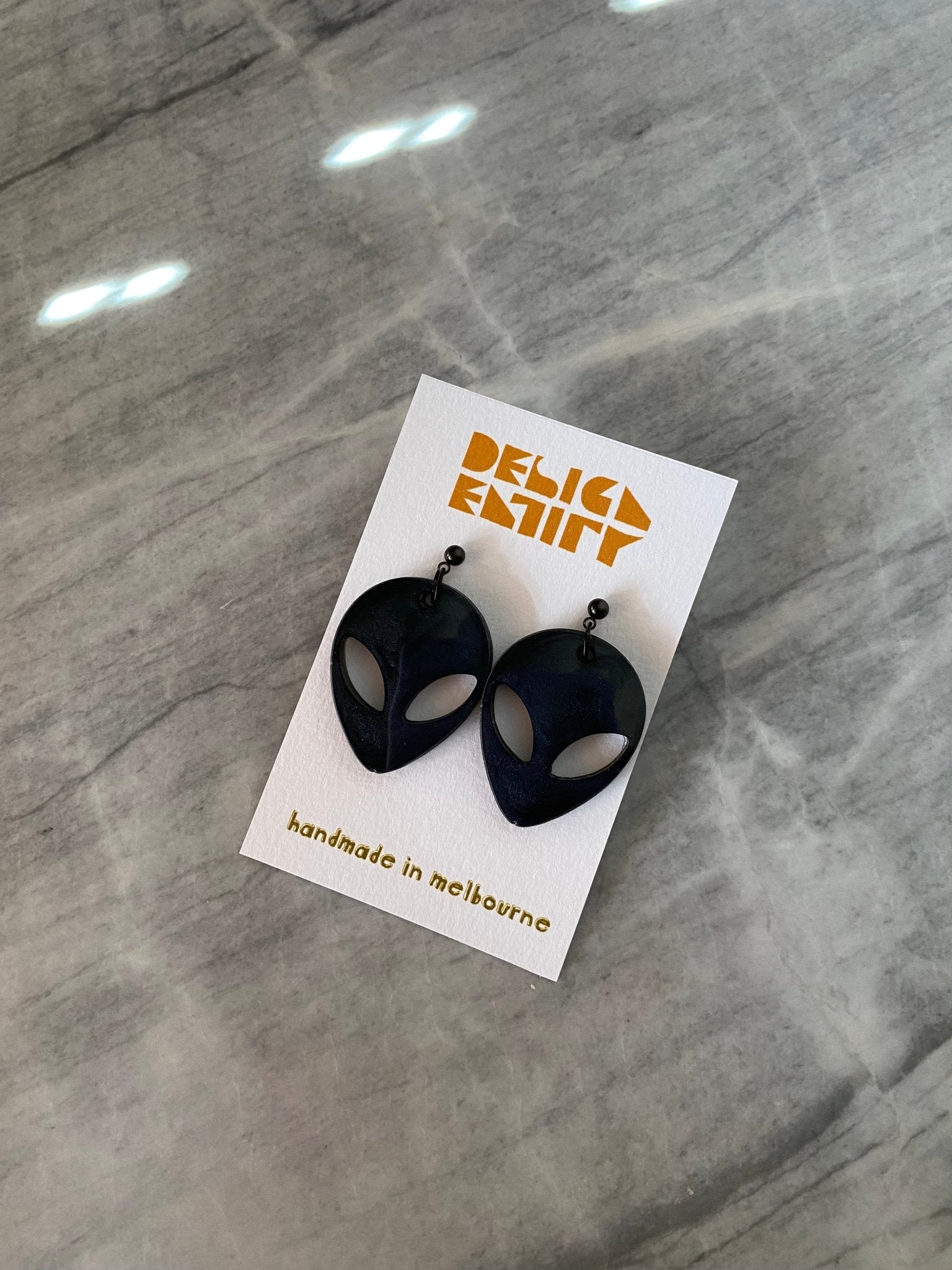 Black Alien Earrings - Gail's Design Studio