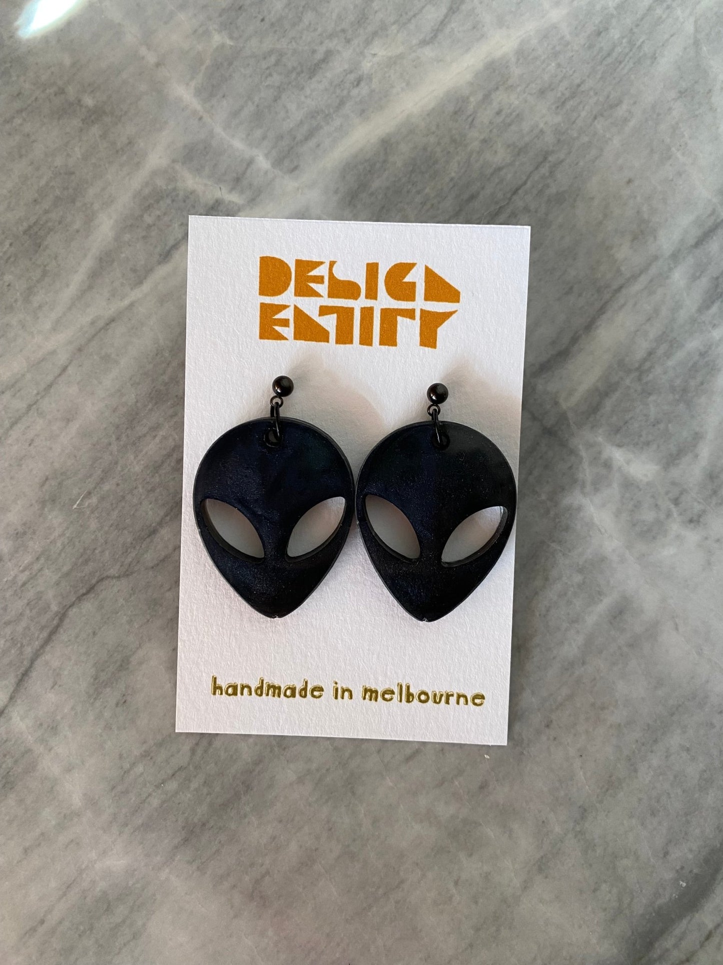 Black Alien Earrings - Gail's Design Studio