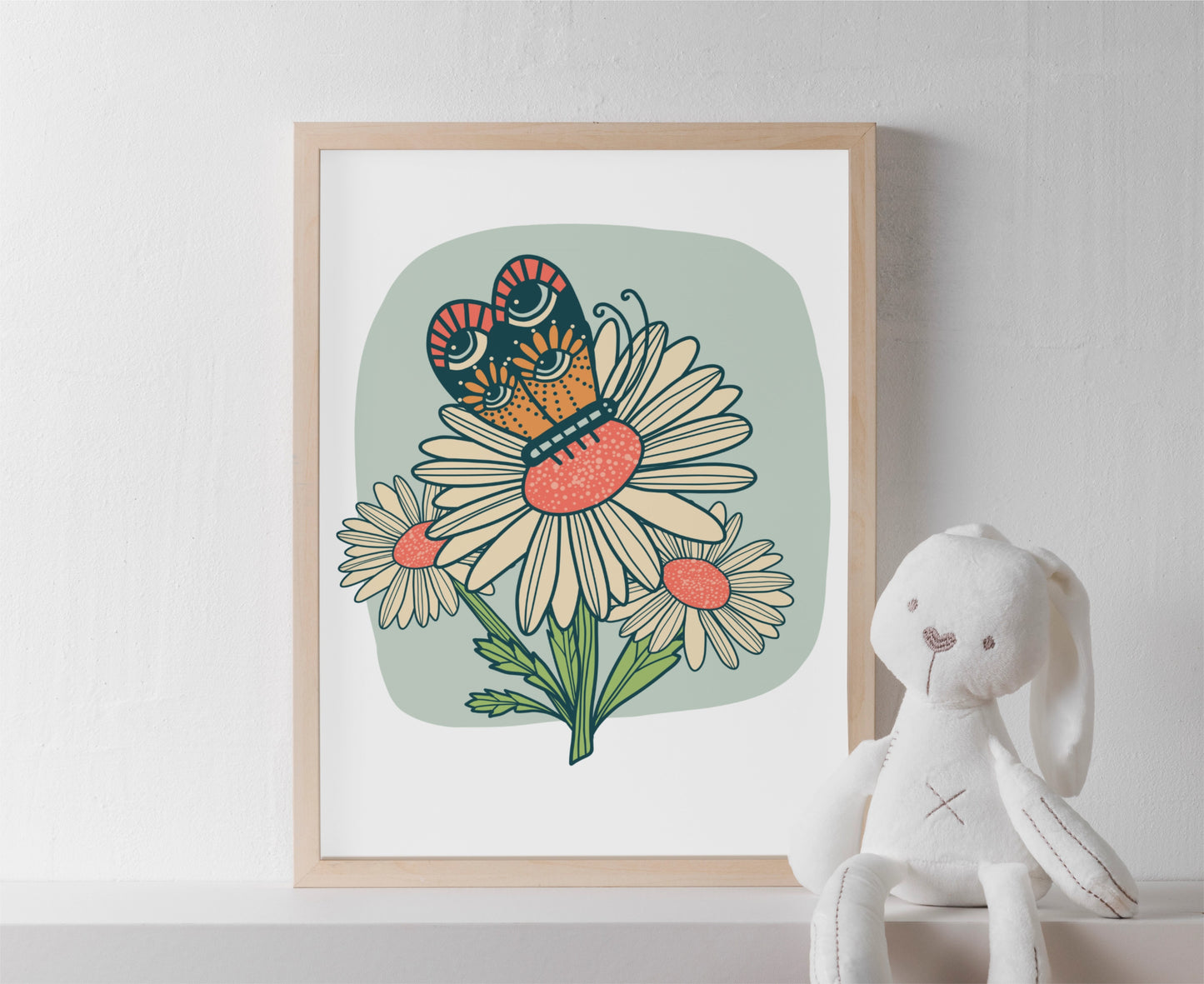 Butterfly Shares Secrets of the Forest with Daisy Unframed Children's Poster - Original Colourway
