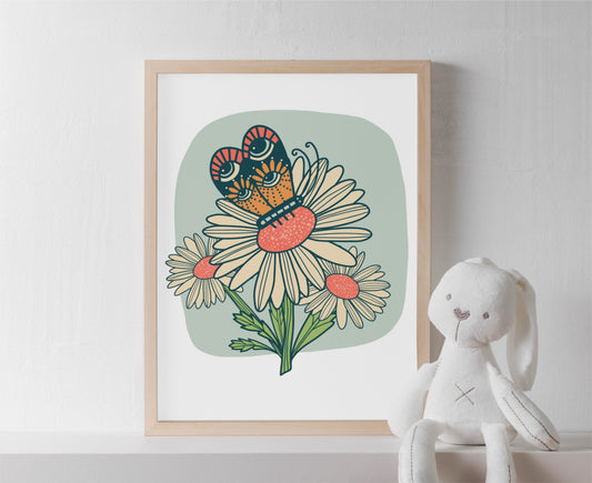 Butterfly Shares Secrets of the Forest with Daisy Unframed Children's Poster - Original Colourway