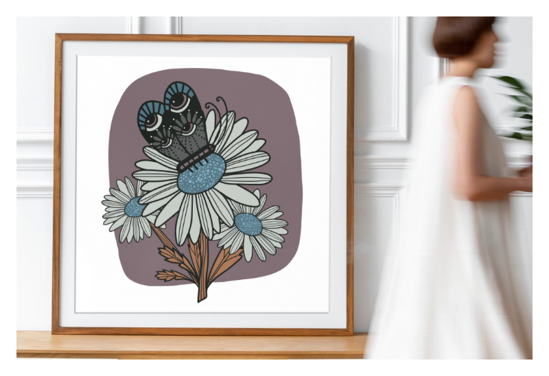 Butterfly Shares Secrets of the Forest with Daisy Unframed Children's Poster - Muted Colourway
