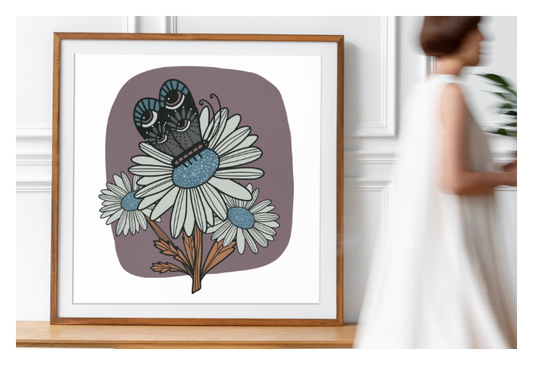 Butterfly Shares Secrets of the Forest with Daisy Unframed Children's Poster - Muted Colourway