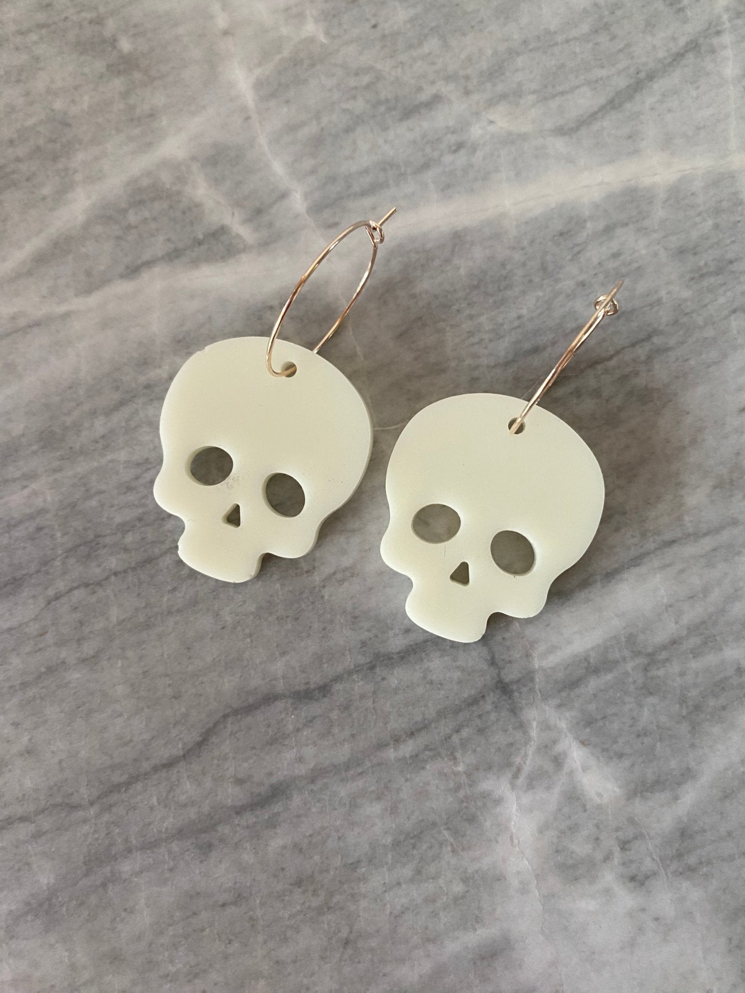 Handmade Glow - in - the - Dark Skull Earrings - Gail's Design Studio