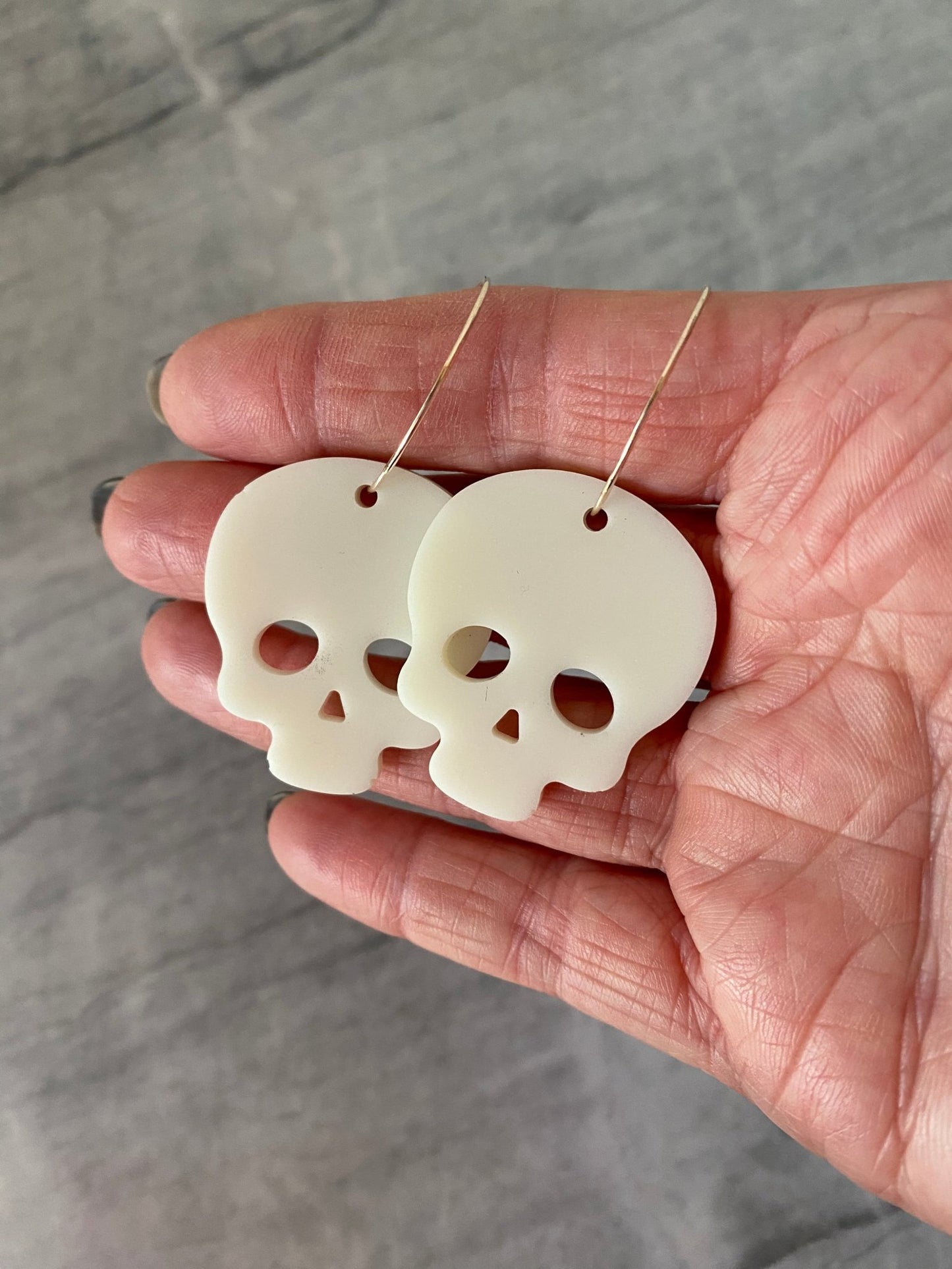 Handmade Glow - in - the - Dark Skull Earrings - Gail's Design Studio
