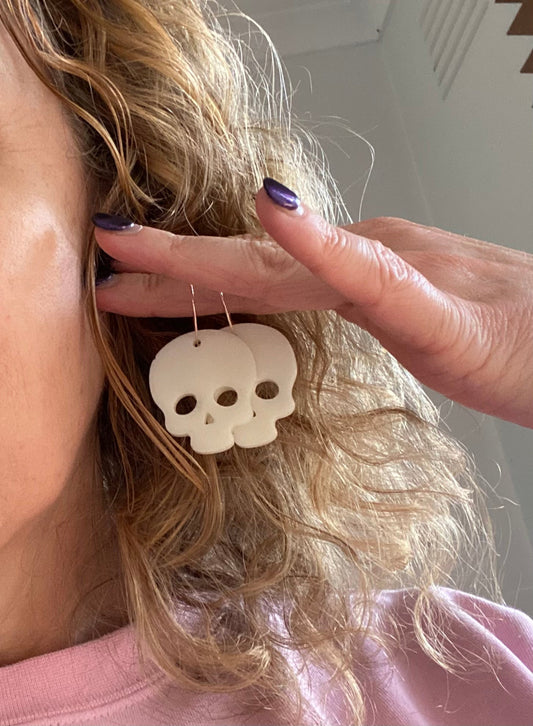 Handmade Glow - in - the - Dark Skull Earrings - Gail's Design Studio