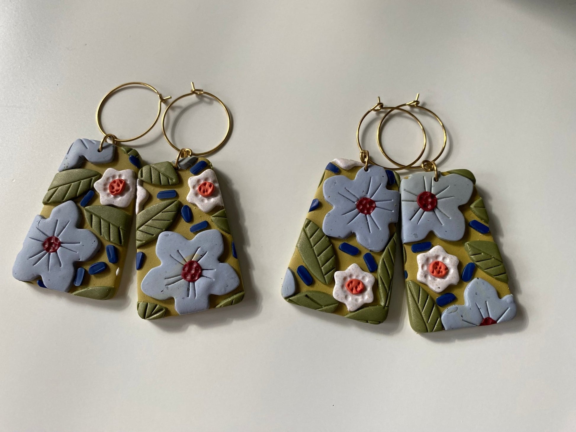 Handmade Vintage Style Floral Earrings | Pretty Flower Earrings | Mothers Day Gift Idea | Feminine Dangle Hoop Earrings for Her - Gail's Design Studio