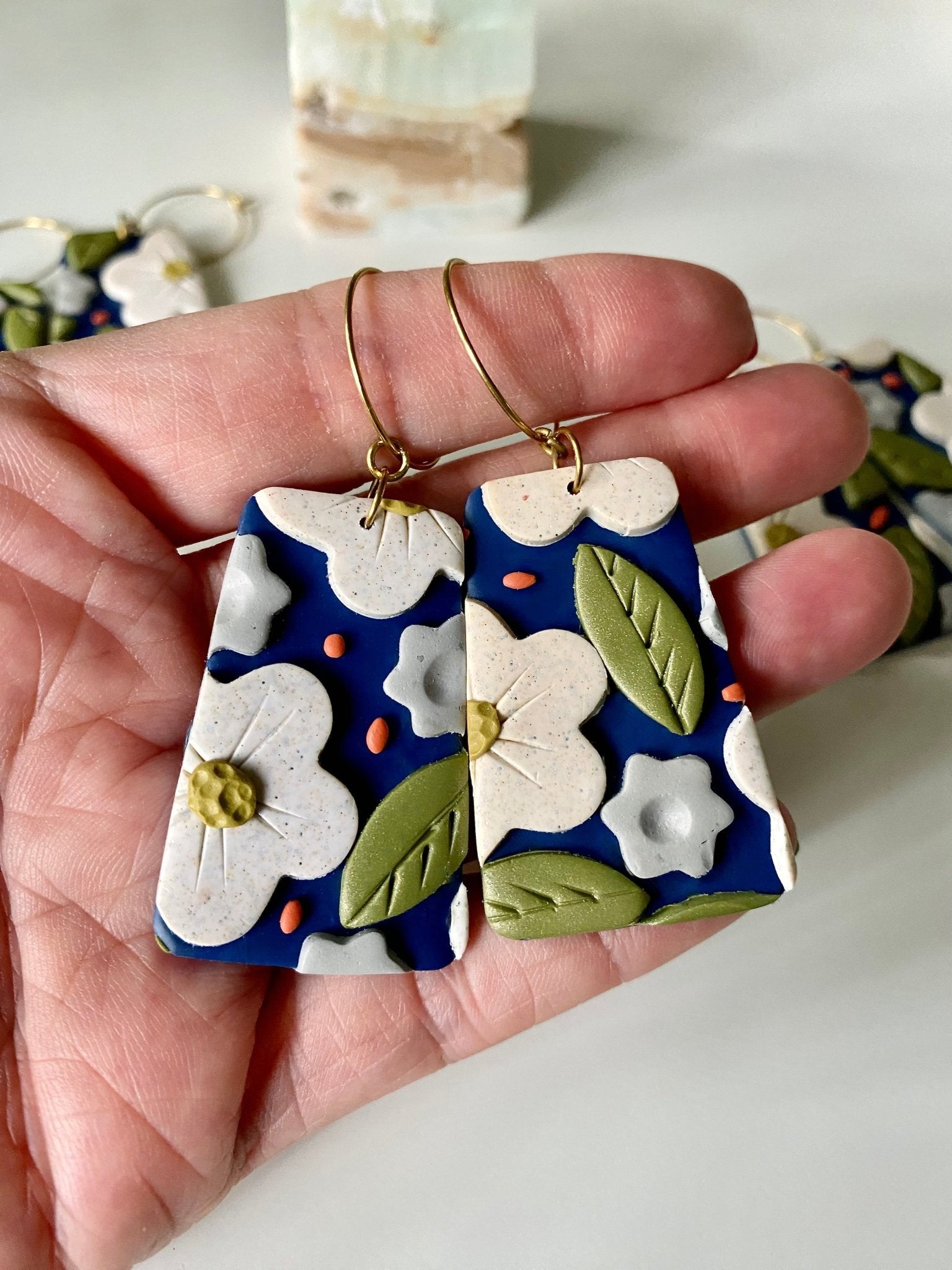 Handmade Vintage Style Floral Earrings | Pretty Flower Earrings | Mothers Day Gift Idea | Feminine Dangle Hoop Earrings for Her - Gail's Design Studio