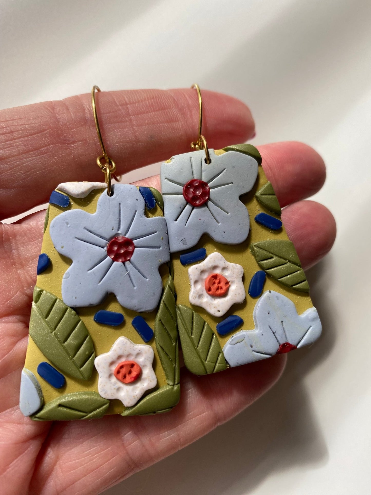 Handmade Vintage Style Floral Earrings | Pretty Flower Earrings | Mothers Day Gift Idea | Feminine Dangle Hoop Earrings for Her - Gail's Design Studio