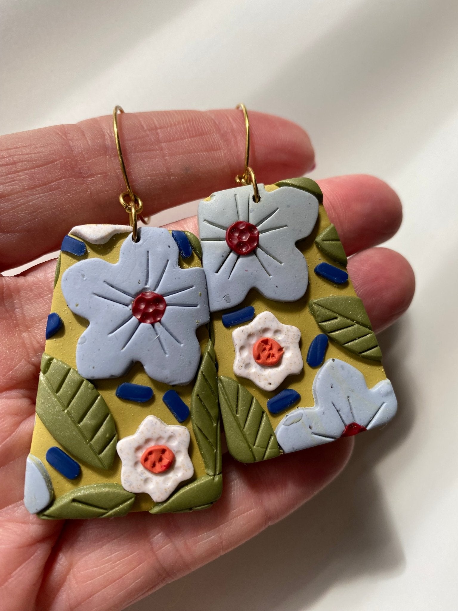 Handmade Vintage Style Floral Earrings | Pretty Flower Earrings | Mothers Day Gift Idea | Feminine Dangle Hoop Earrings for Her - Gail's Design Studio