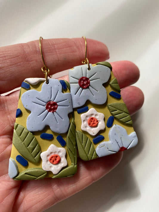 Handmade Vintage Style Floral Earrings | Pretty Flower Earrings | Mothers Day Gift Idea | Feminine Dangle Hoop Earrings for Her - Gail's Design Studio