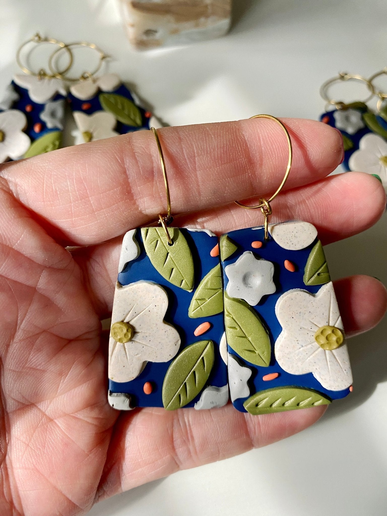 Handmade Vintage Style Floral Earrings | Pretty Flower Earrings | Mothers Day Gift Idea | Feminine Dangle Hoop Earrings for Her - Gail's Design Studio