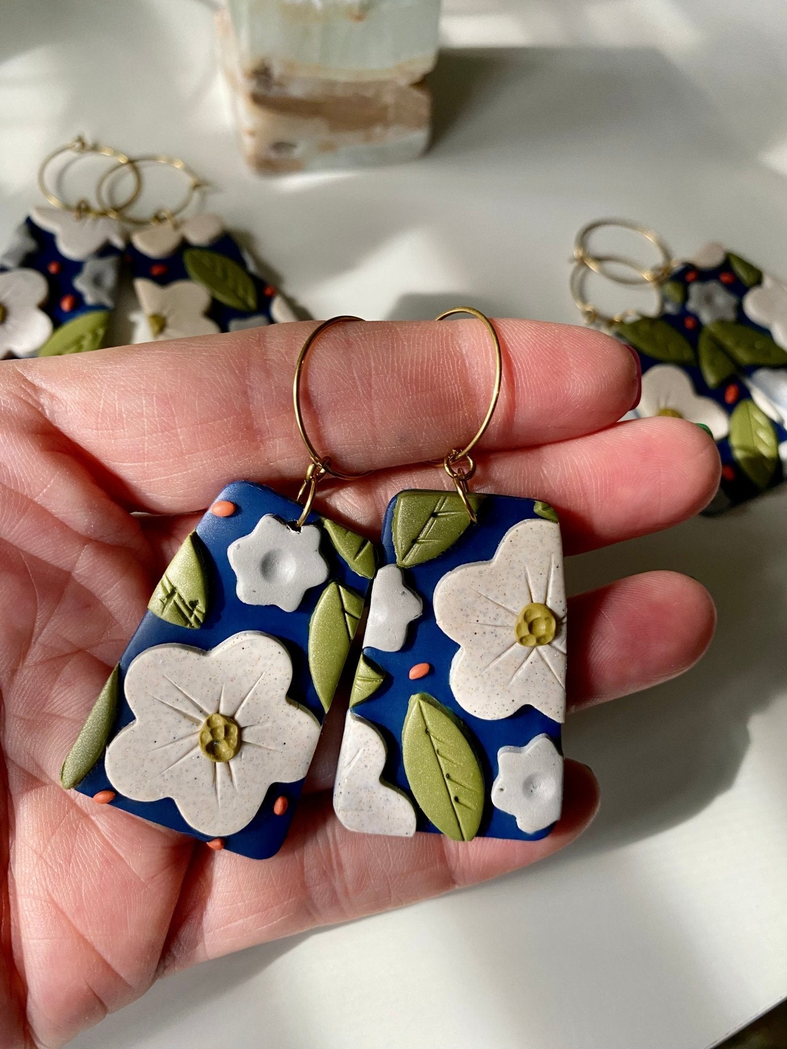 Handmade Vintage Style Floral Earrings | Pretty Flower Earrings | Mothers Day Gift Idea | Feminine Dangle Hoop Earrings for Her - Gail's Design Studio