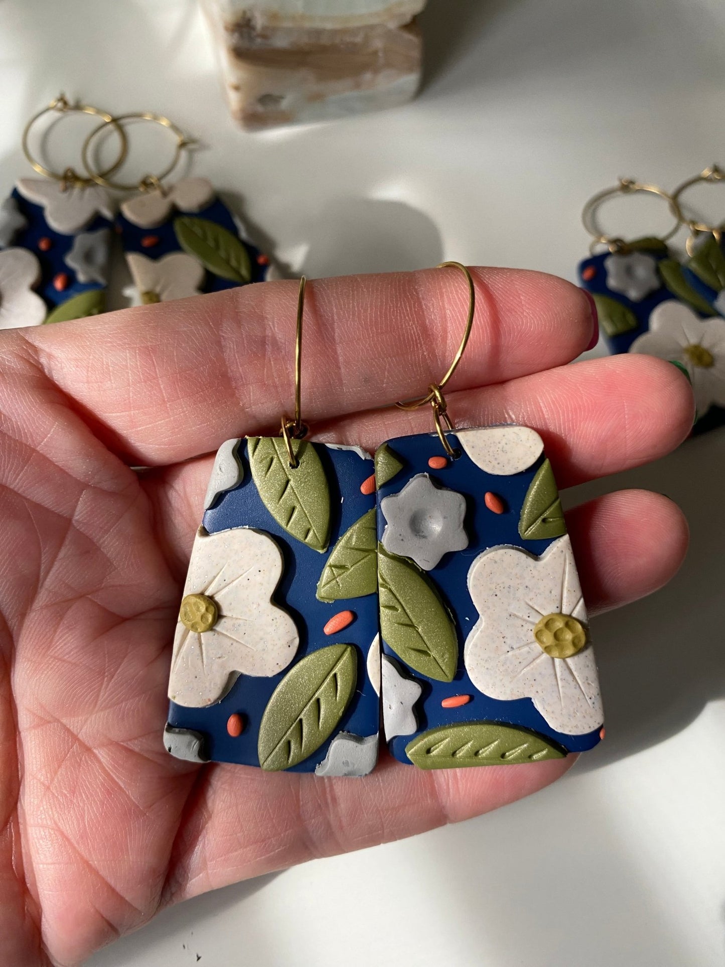 Handmade Vintage Style Floral Earrings | Pretty Flower Earrings | Mothers Day Gift Idea | Feminine Dangle Hoop Earrings for Her - Gail's Design Studio