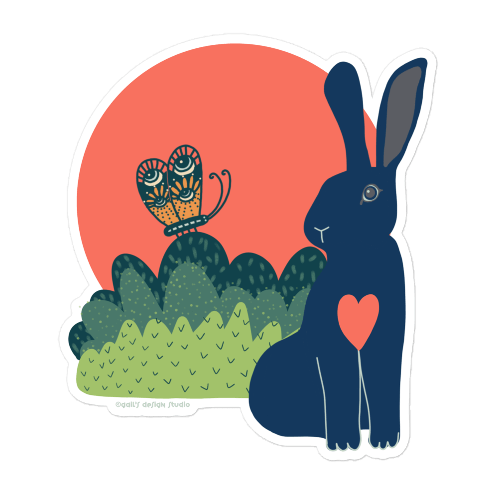 Hare and Butterfly under the Strawberry Moon - Gail's Design Studio