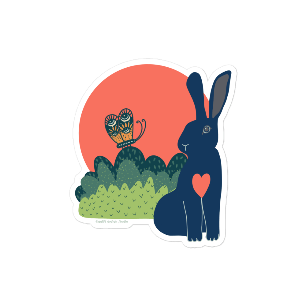 Hare and Butterfly under the Strawberry Moon - Gail's Design Studio