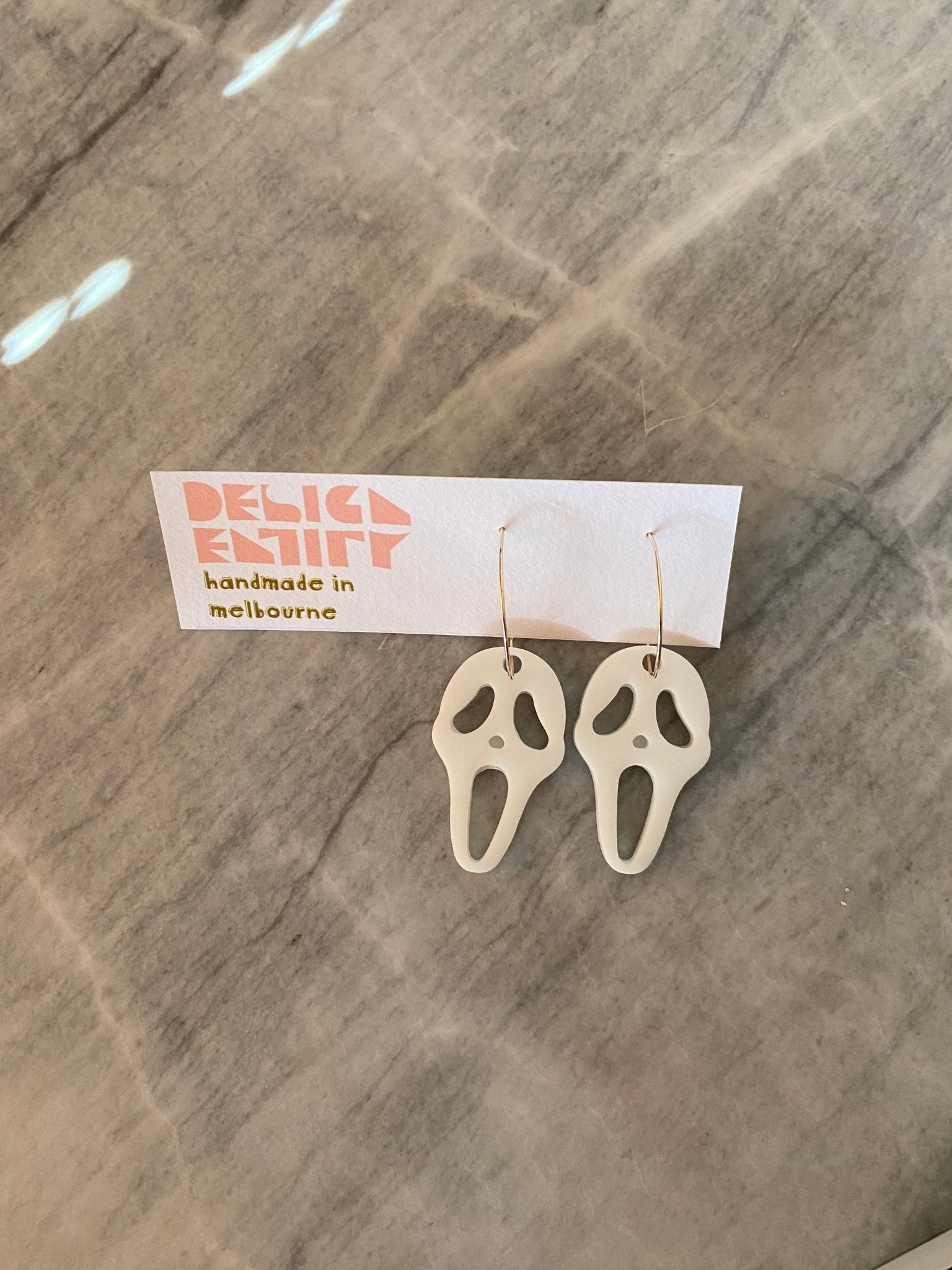 Holographic Ghostface earrings - Gail's Design Studio