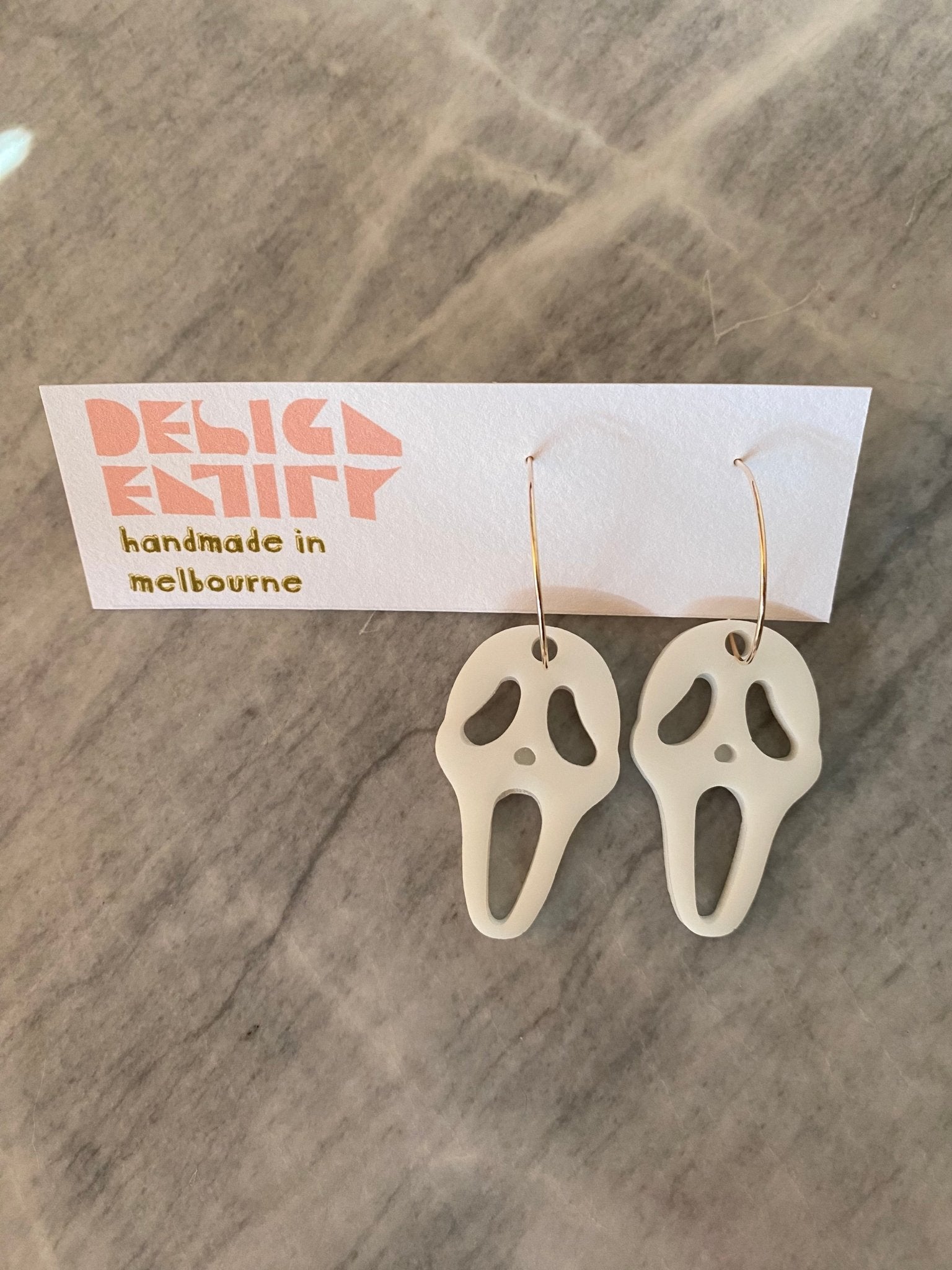 Holographic Ghostface earrings - Gail's Design Studio