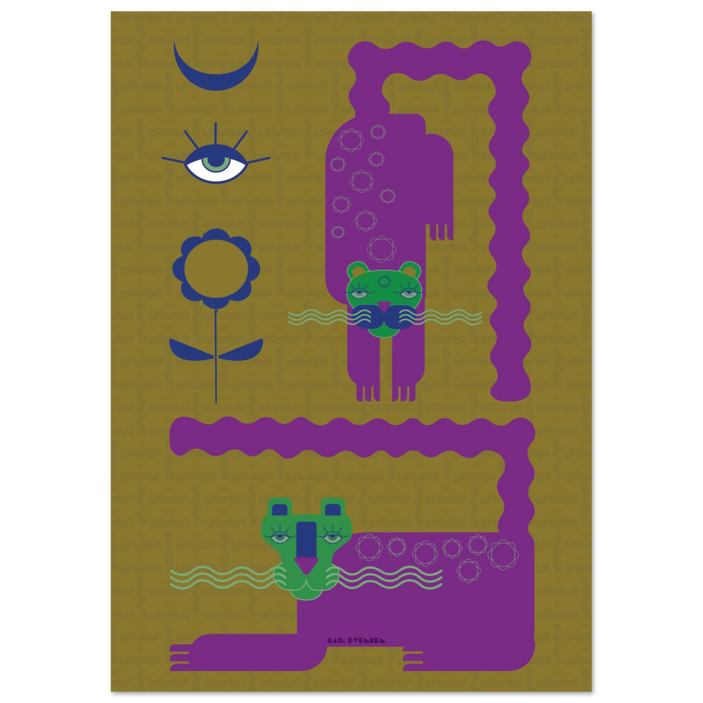 magical-snowcats-fine-art-print-purple-mustard-mystical-animal-wall-art-gail-evenden